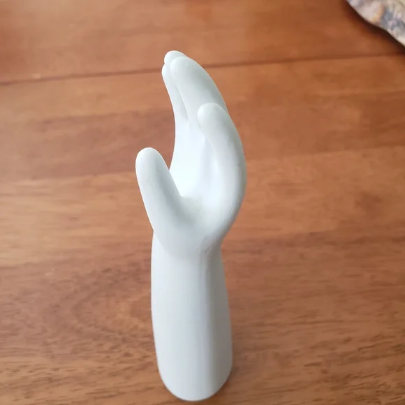 White Hand Jewelry Holder Mold Glove Ceramic Porcelian - Picture 3 of 5